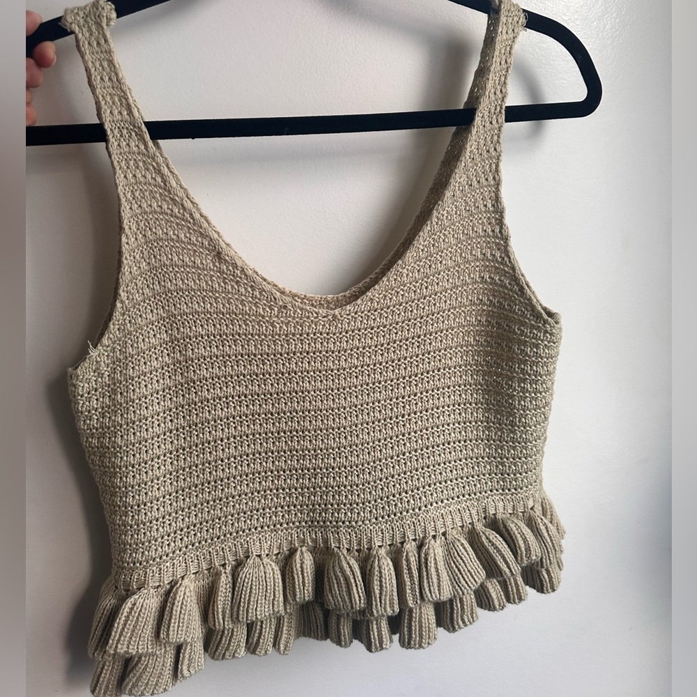 Knit Tank Top with Ruffle Hem